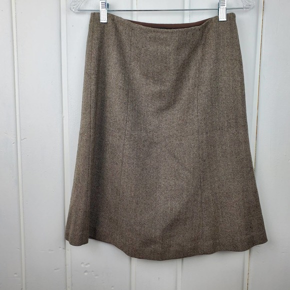 J. Crew A Line Fully Lined Brown Tweed Skirt Women's 2 - Picture 3 of 5
